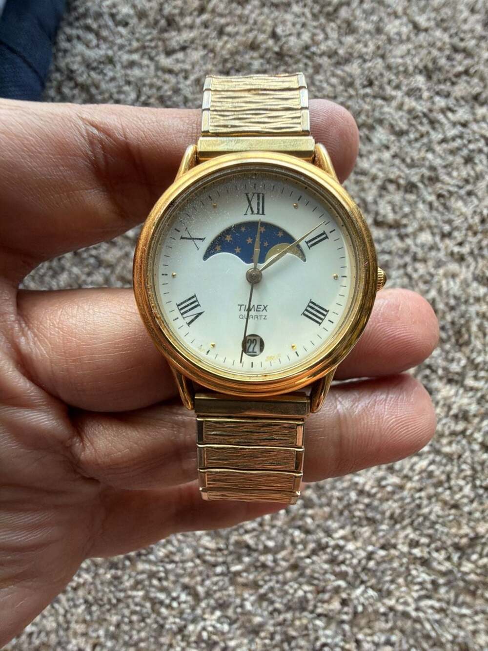 Timex Moon Phase Analog Watch with Date and Gold-Tone Bracelet
